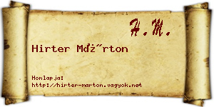 Hirter Márton névjegykártya